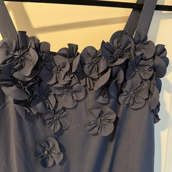 Jason Wu Navy Blue Tiered Floral-Embellished Midi Dress | Size 0 - Picture 7 of 11